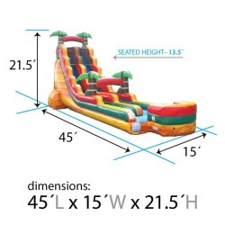 22' High Orange Crush Tropical Slide w/ Slip and Slide